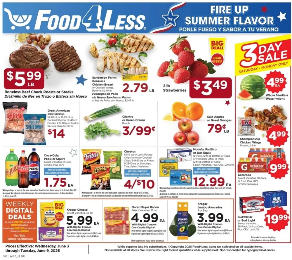 Food 4 Less Weekly Ad Deals June 10 – 16, 2026 - Image 1 June 3 – 9