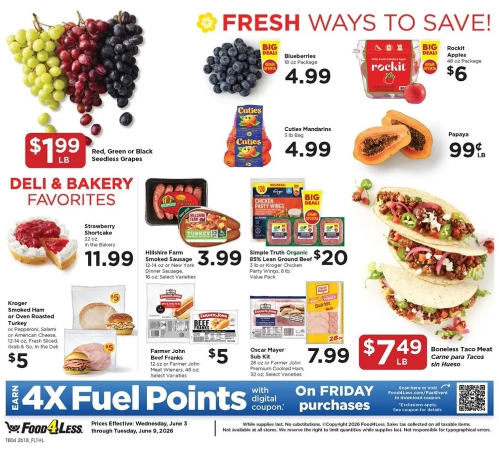 Food 4 Less Weekly Ad Deals June 10 – 16, 2026 - Image 1 June 3 – 9
