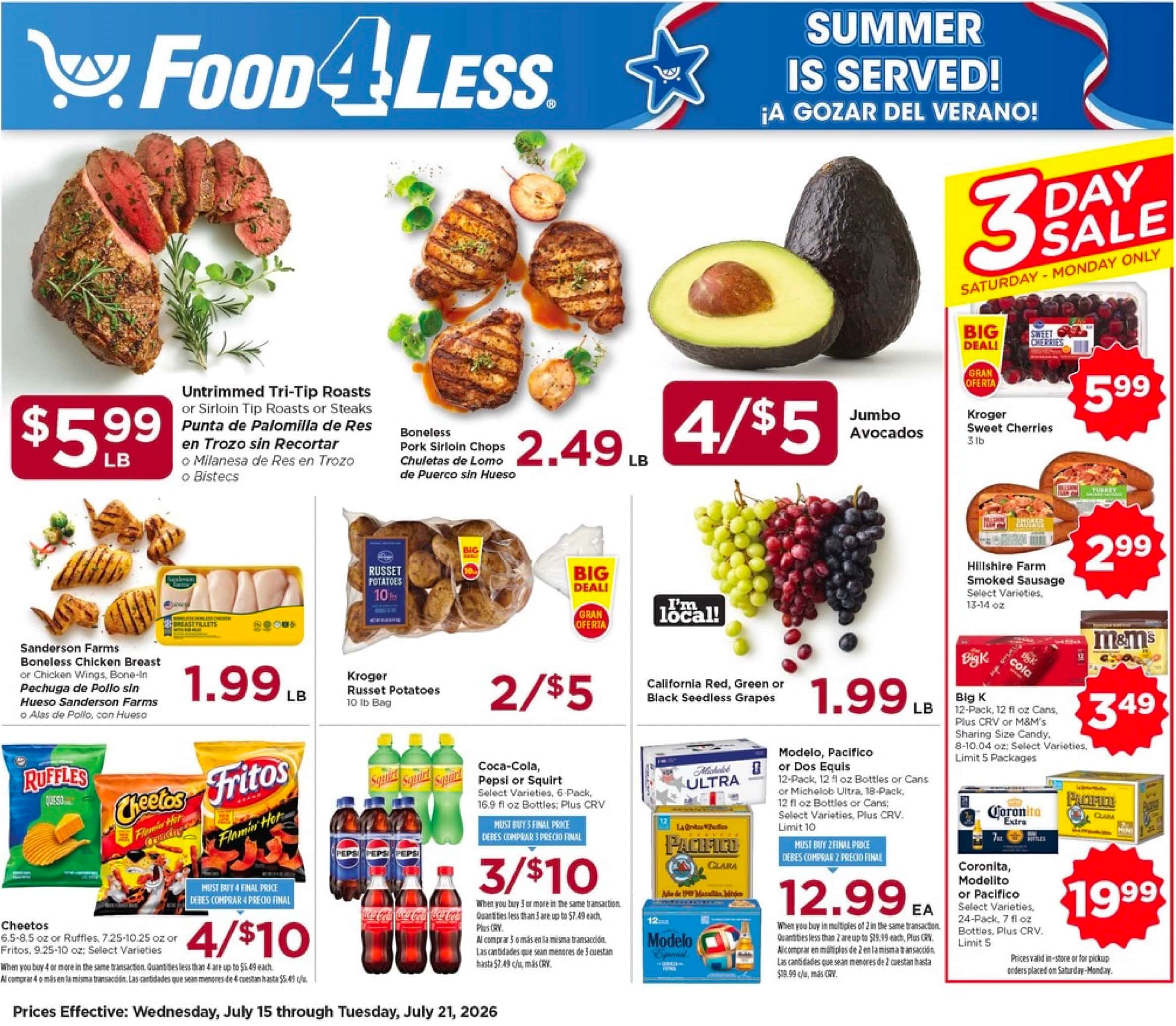Food 4 Less Weekly Ad Deals July 15 - 21, 2026 - Image 1 July 15 - 21