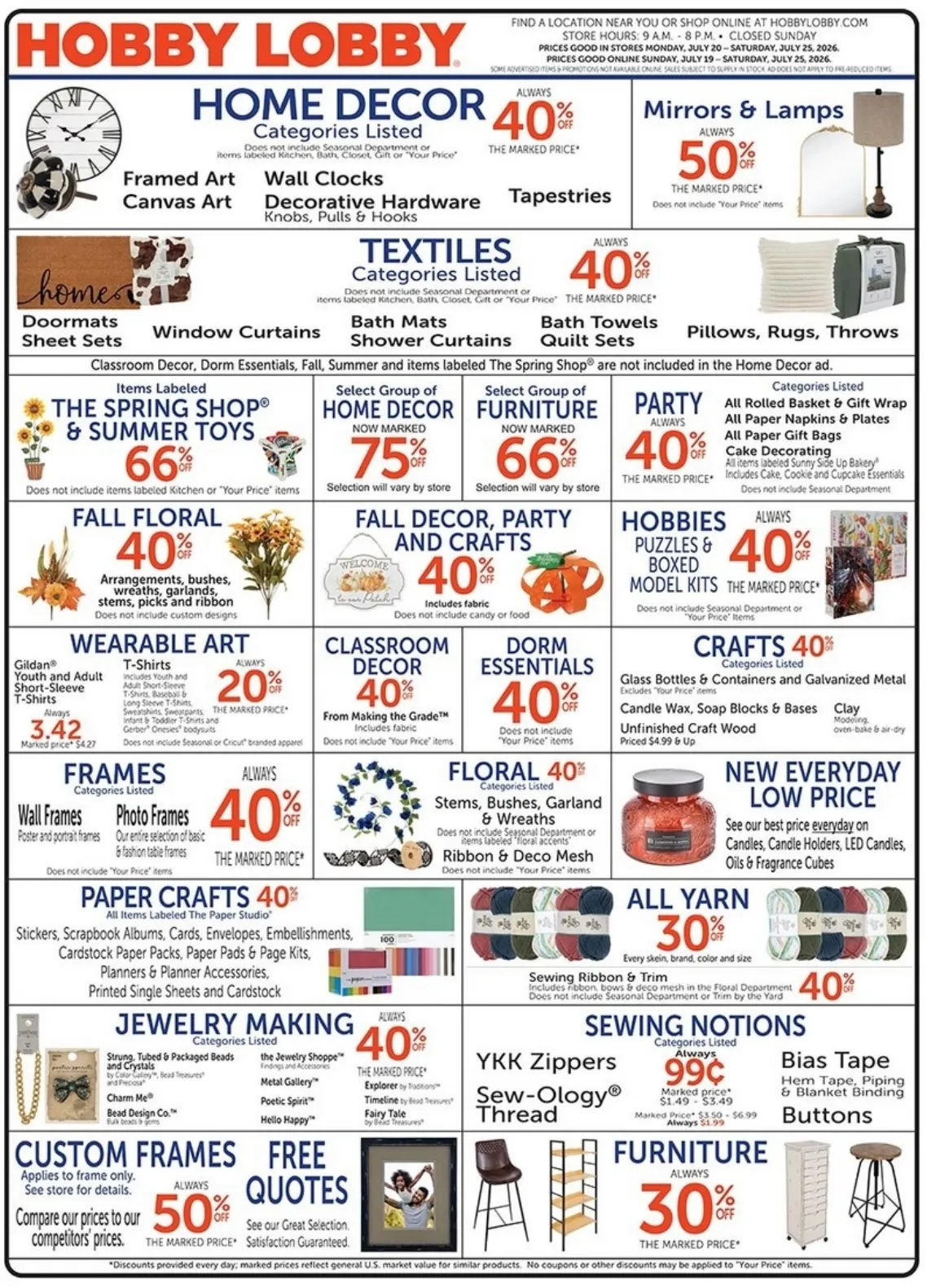 Hobby Lobby Weekly Ad Deals July 19 - 25, 2026 - Image 1 July 19 - 25