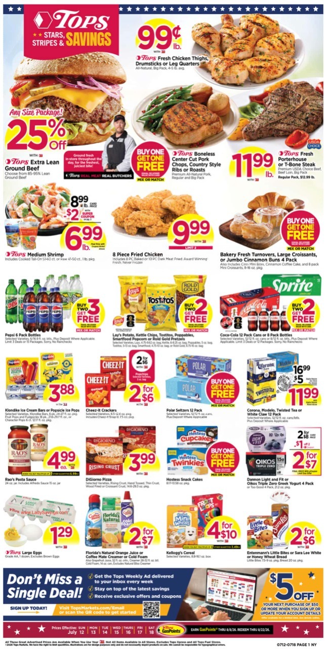 Tops Weekly Ad Deals July 19 - 25, 2026 - Image 1 July 12 - 18